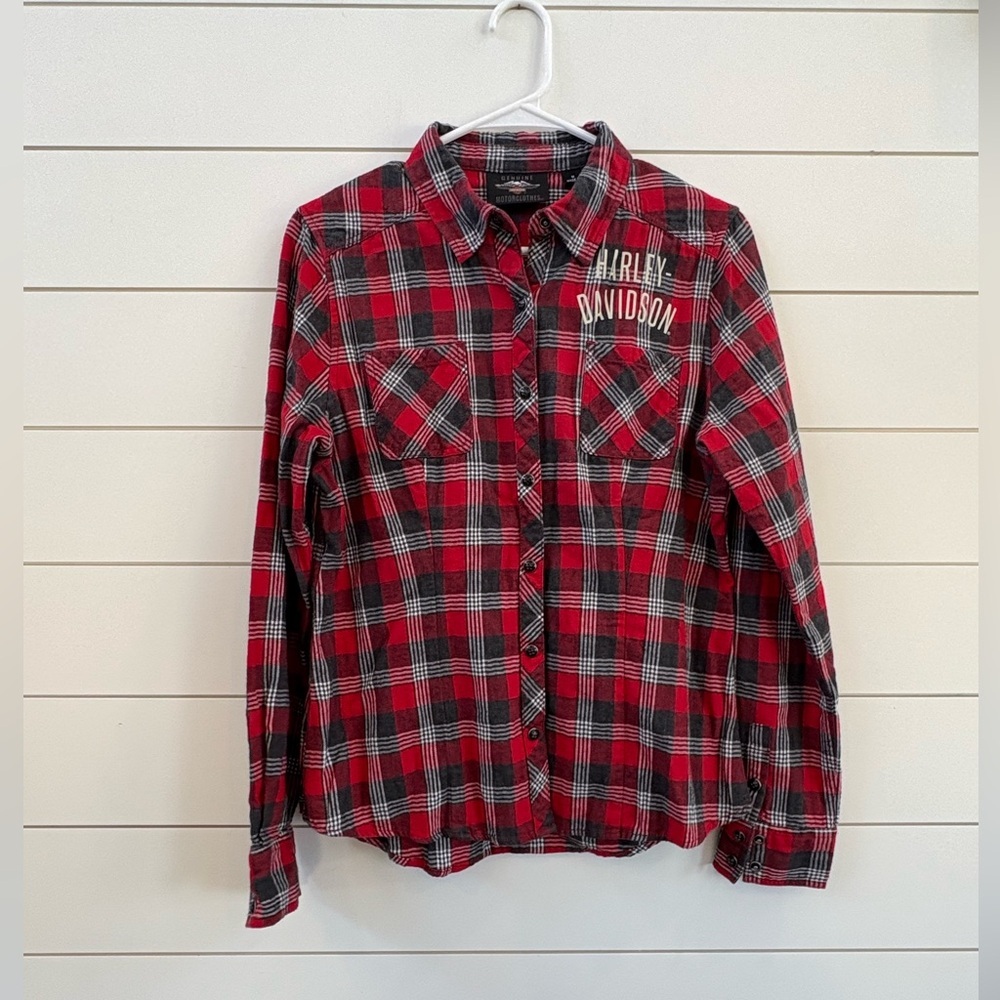 Harley-Davidson Red and Black Plaid Shirt